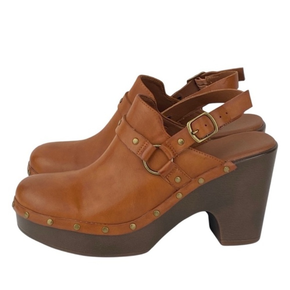 FRYE & CO. Fabry Clogs Cognac Brown NEW Women’s heel shoe Size 10